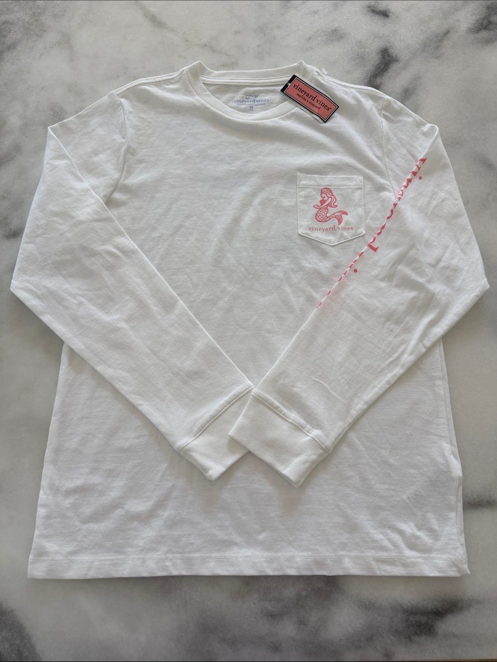 Vineyard Vines Kids White Long-Sleeve Tee Mermaid Tee size M New with Tags